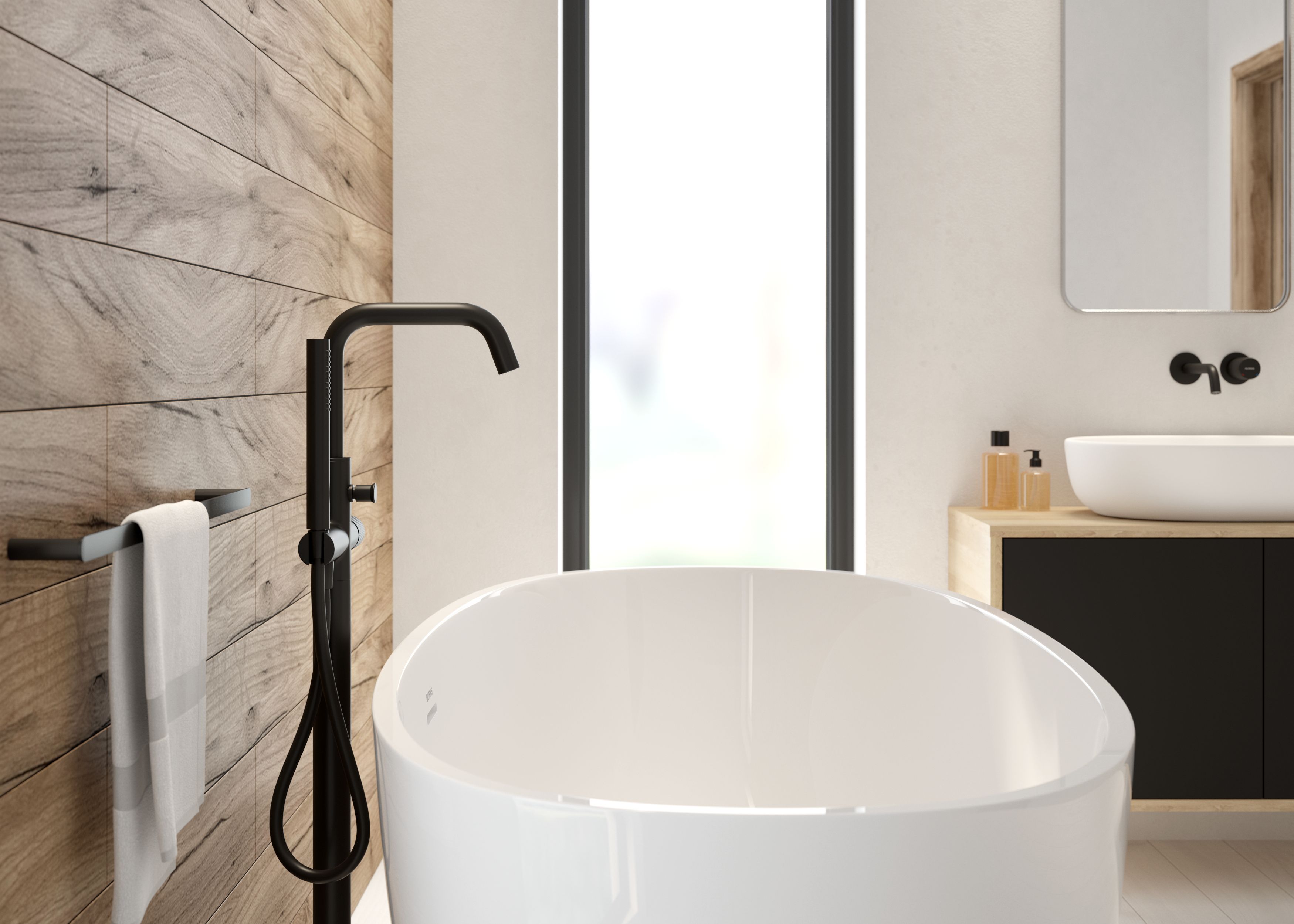 Oltens Hamnes wieszak na ręcznik czarny mat 80114300 - Wysyłka w 24h