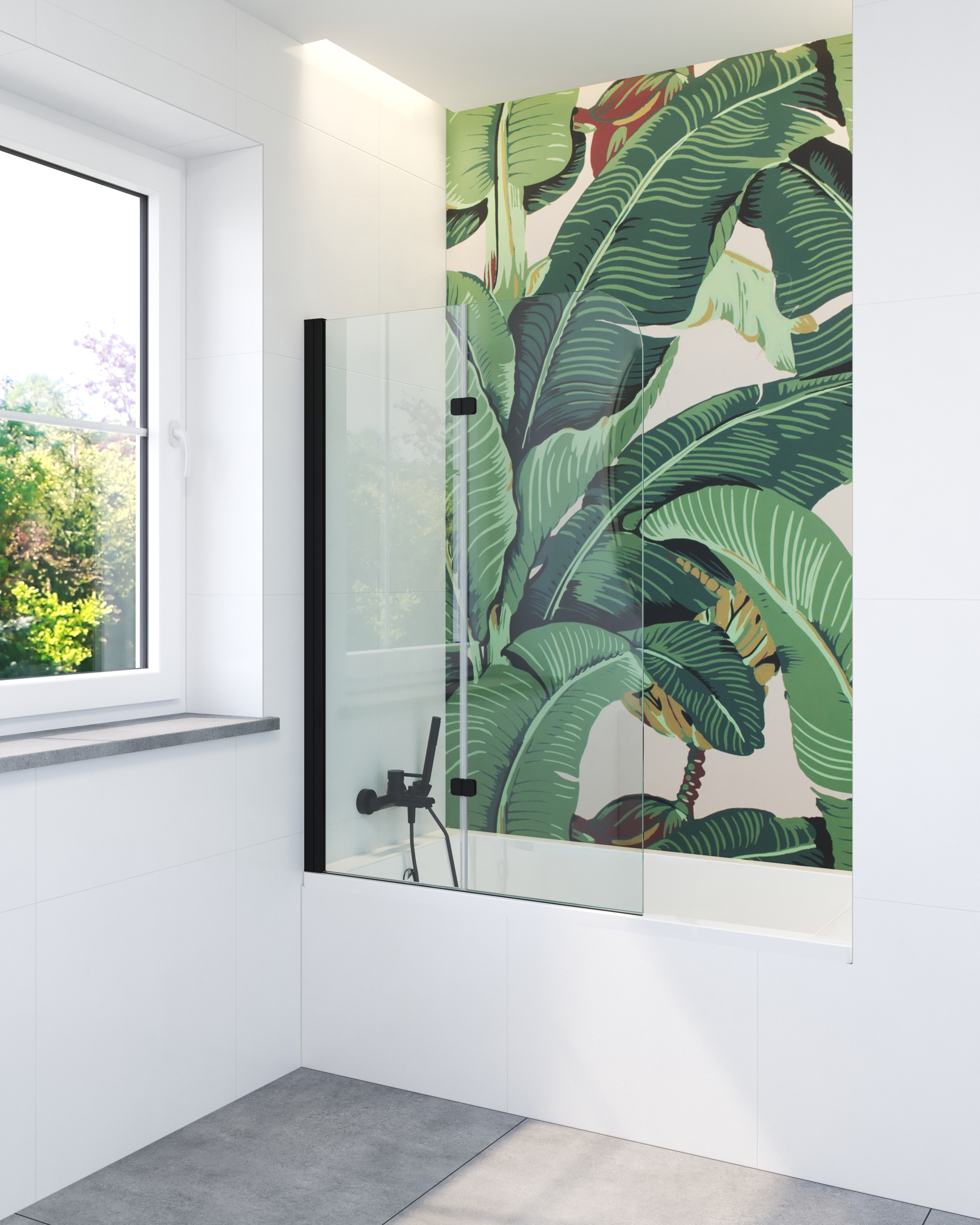 Hagser Anke II parawan nawannowy 100 cm 2-częściowy czarny mat/szkło przezroczyste HGR70000023 - Wysyłka w 24h