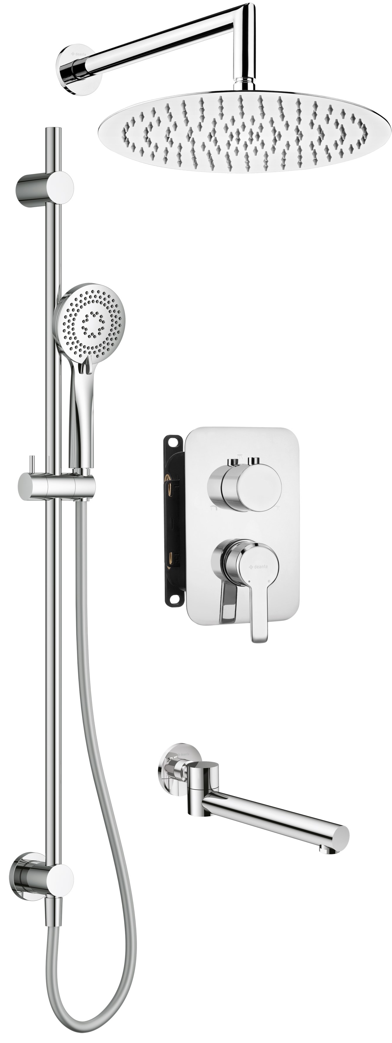 Deante Arnika zestaw prysznicowy podtynkowy z deszczownicą chrom BXYW0QAM