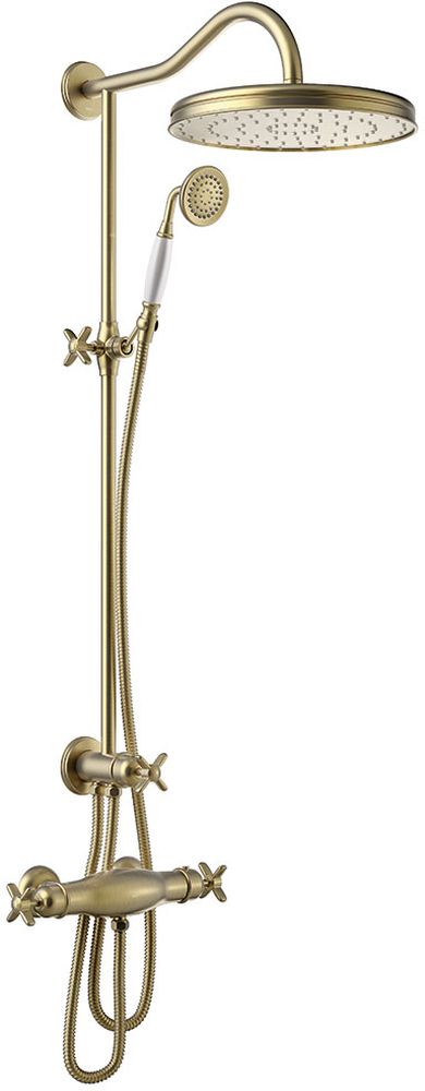 Tres Monoclasic zestaw prysznicowy ścienny termostatyczny z deszczownicą stary mosiądz 242.195.01.LV