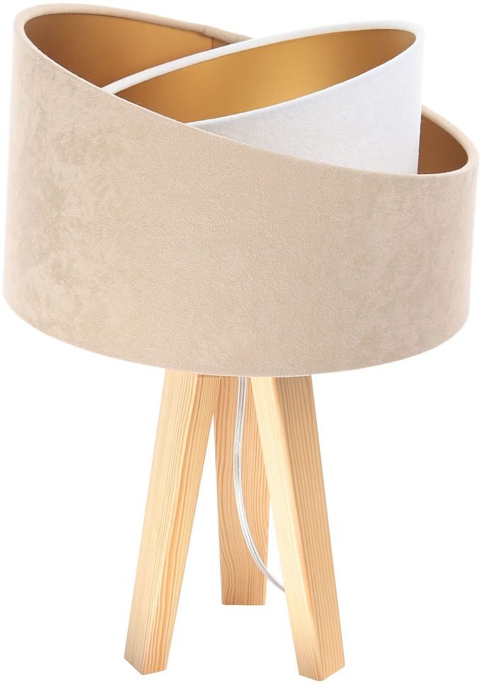 BPS Koncept Galaxy lampa stołowa 1x60 W biała-złota-drewno-beżowa 060S-018