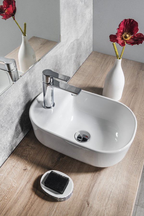 Sapho Manaki umywalka 42x28 cm nablatowa owalna biała TU0076