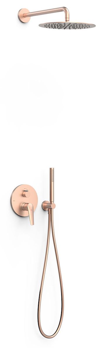 Tres Fuji zestaw prysznicowy podtynkowy z deszczownicą różowe złoto mat 28128004OPM