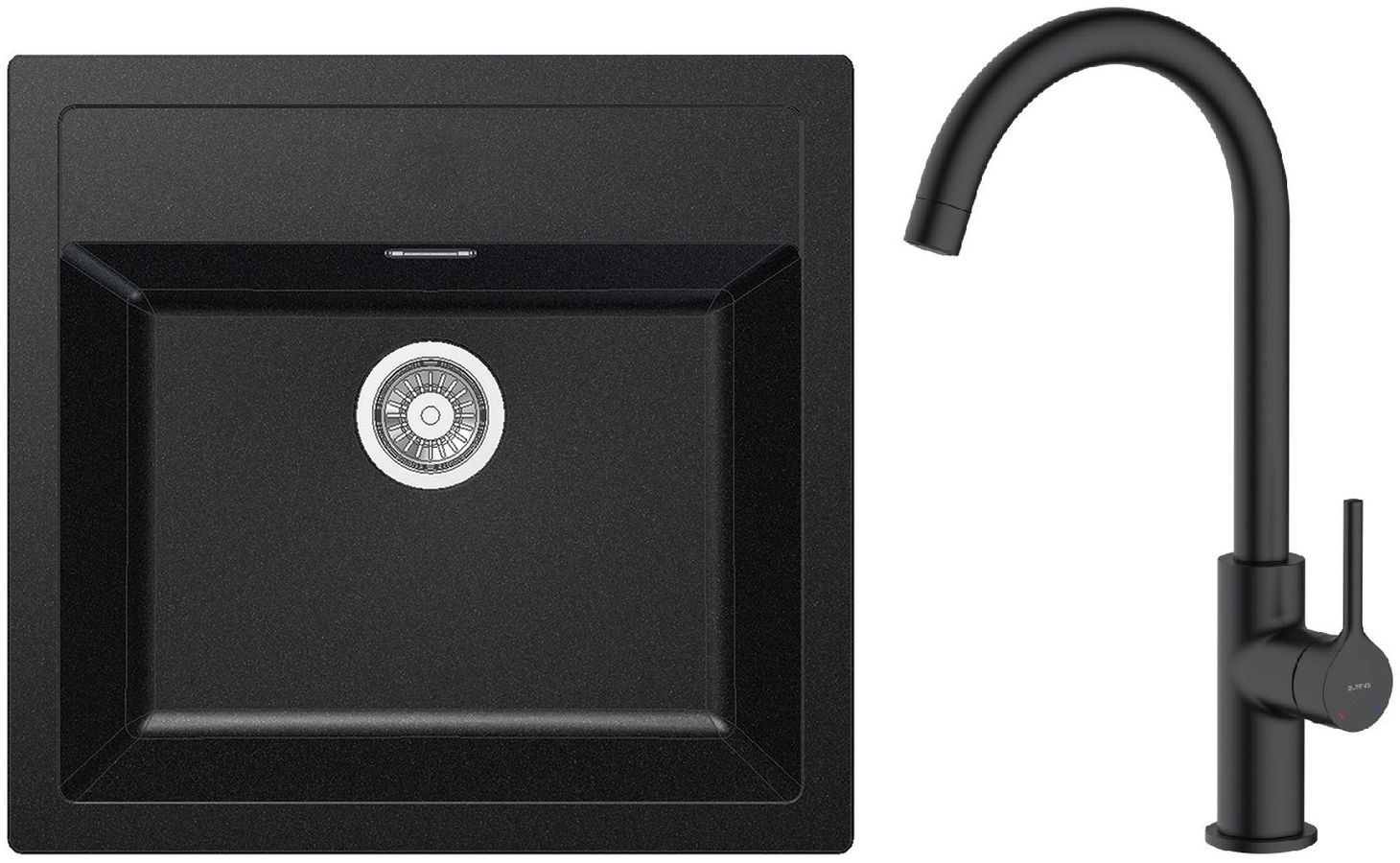 Zestaw Franke Sirius SID 610 zlewozmywak 56x53 cm z baterią kuchenną Oltens Skafta onyx/czarny mat (1140205049, 35206300) - Wysyłka w 24h