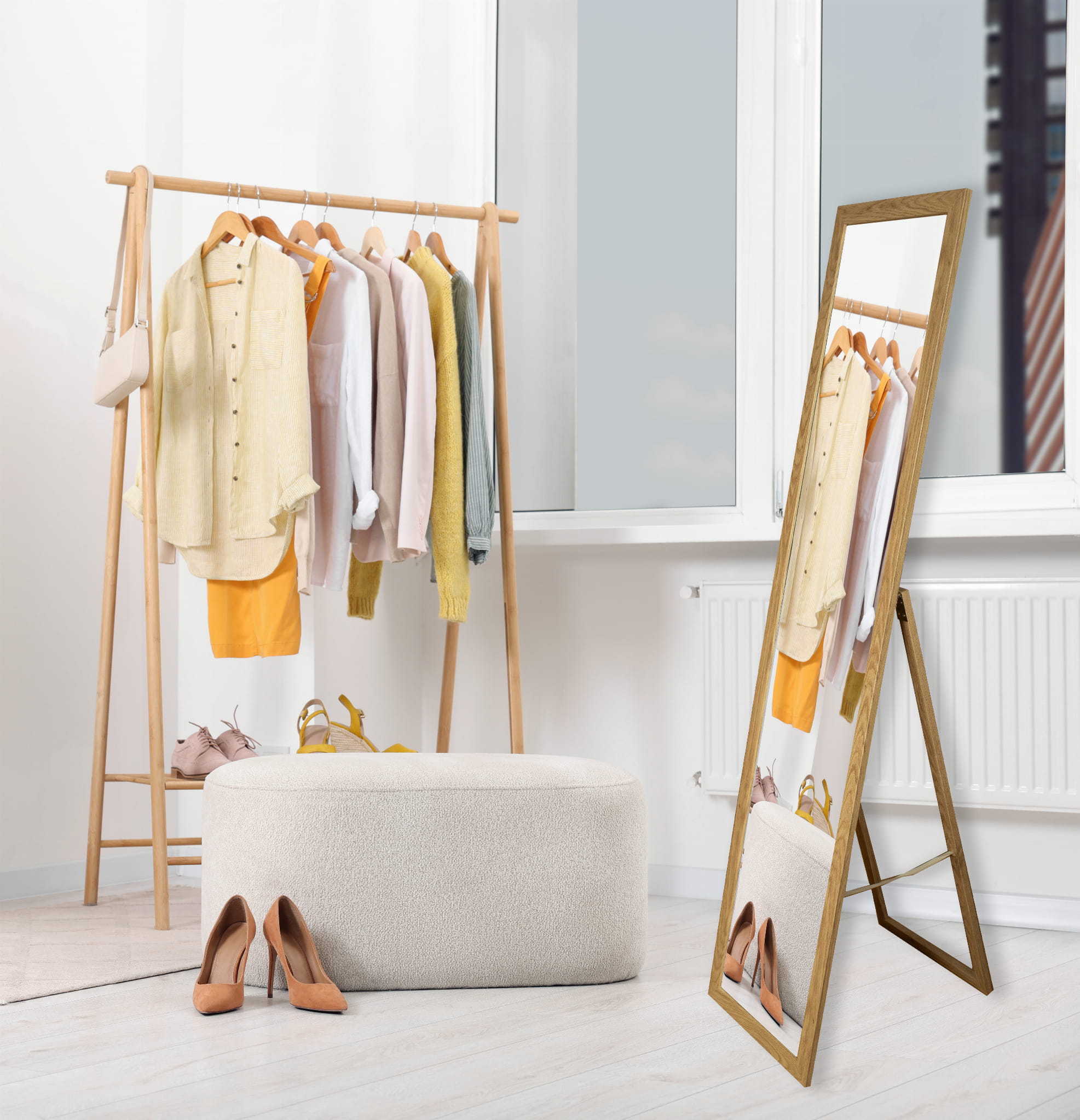 BD Art lustro stojące do garderoby 155x36 cm prostokątne dąb 301120000032