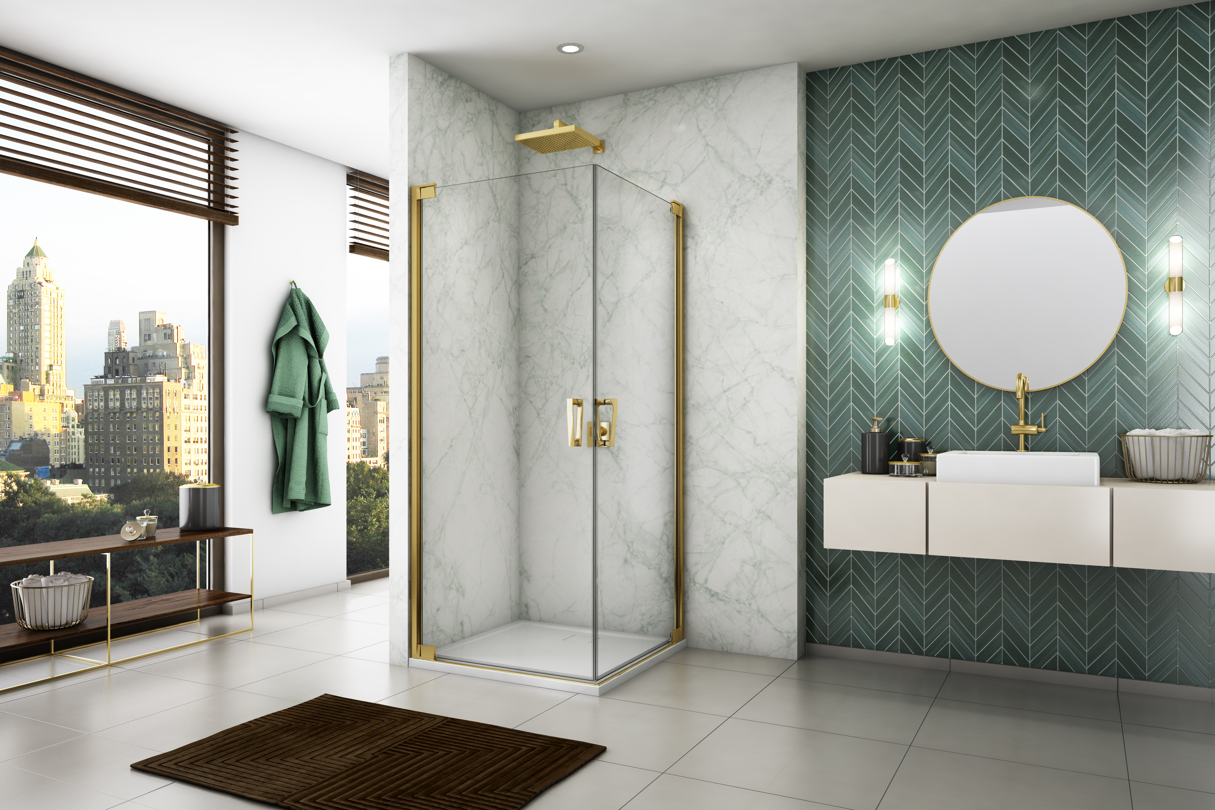 SanSwiss Cadura drzwi prysznicowe 90 cm prawe złoty/szkło przezroczyste CA1CD0901207