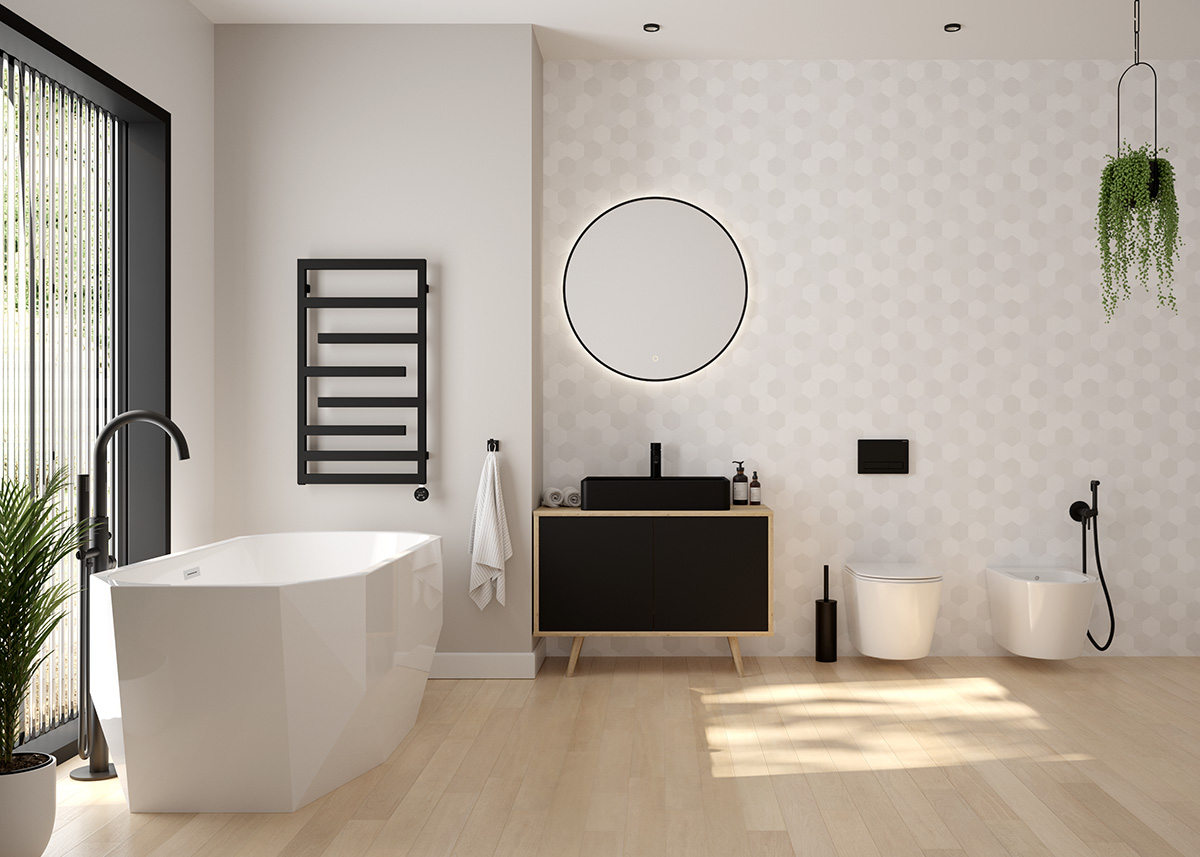 Oltens Duve umywalka 59x43,5 cm nablatowa prostokątna z powłoką SmartClean czarny mat 41800300 - Wysyłka w 24h