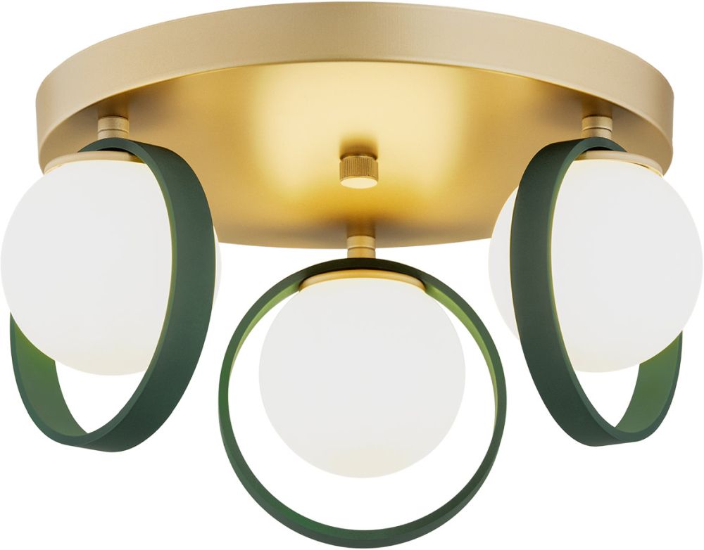 Argon Saturnia lampa podsufitowa 3x6W opal mat/złoty/zielony 6247