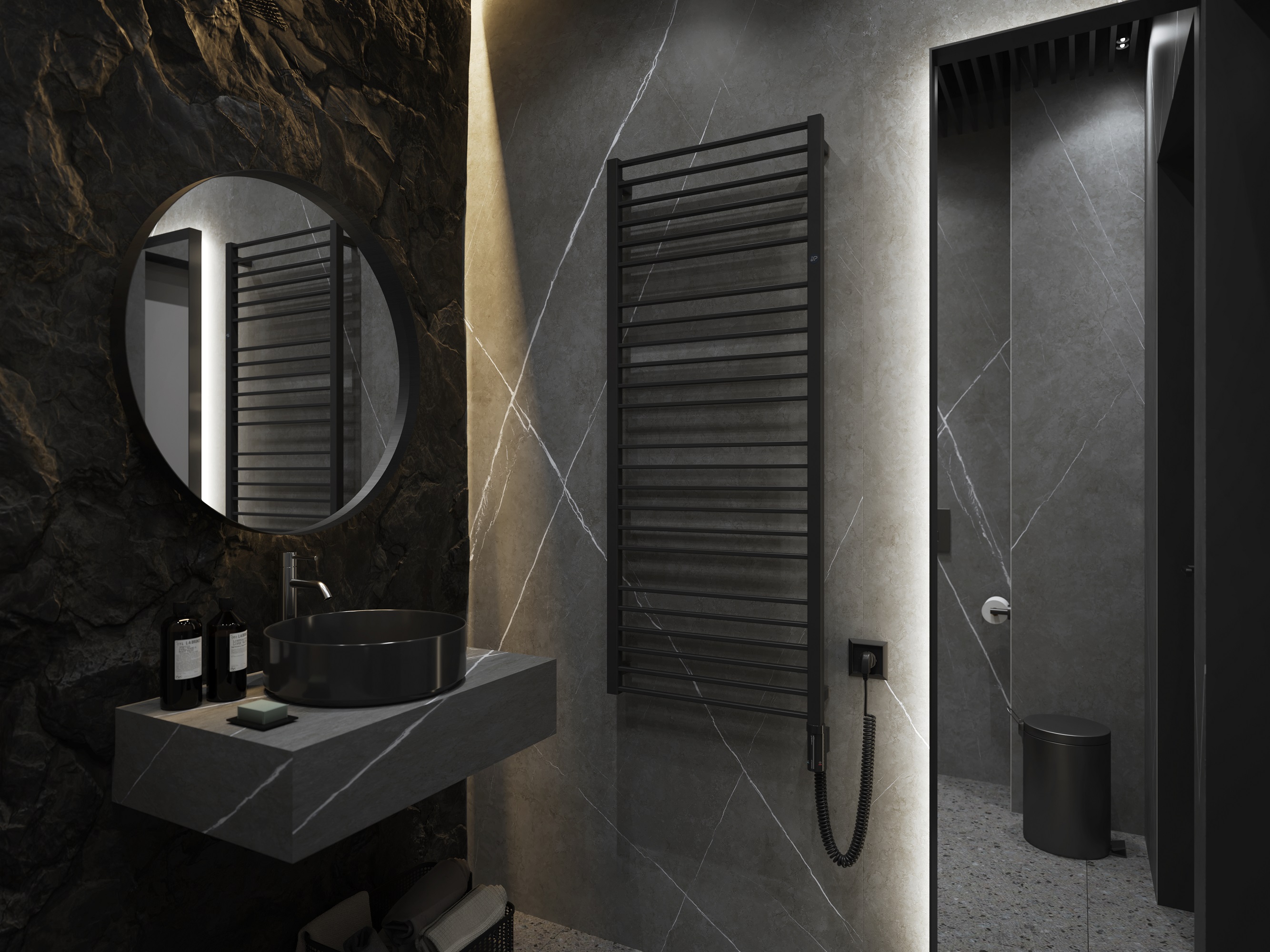 Instal Projekt Piko Electro grzejnik elektryczny 112,9x63 cm czarny mat PIKE-60/110C31+GH-06C2