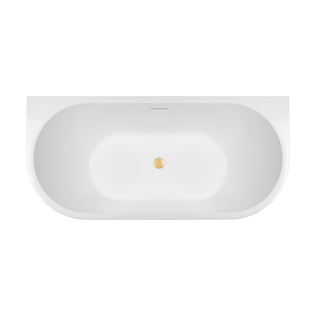 Zestaw Oltens Delva wanna przyścienna 170x80 cm owalna z pokrywą korka biały połysk/złoto szczotkowane (12019000, 09002810)