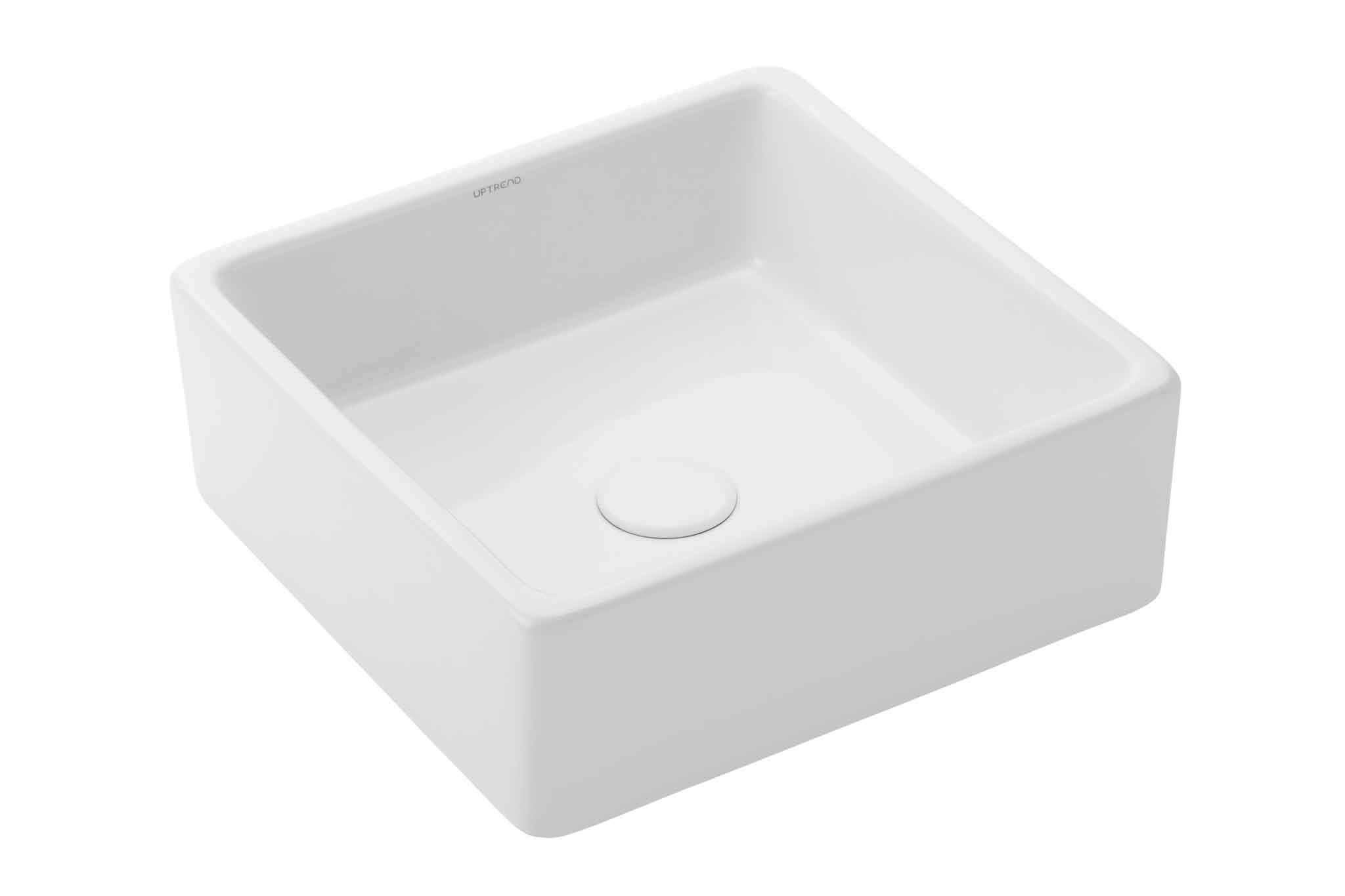 Uptrend Duff umywalka 38 cm kwadratowa nablatowa biały połysk TR4566