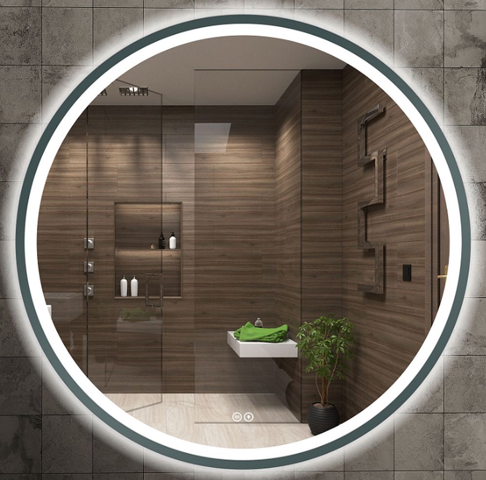 Venti Orion Graphite lustro 60x60 cm okrągłe z oświetleniem z matą grzewczą grafit