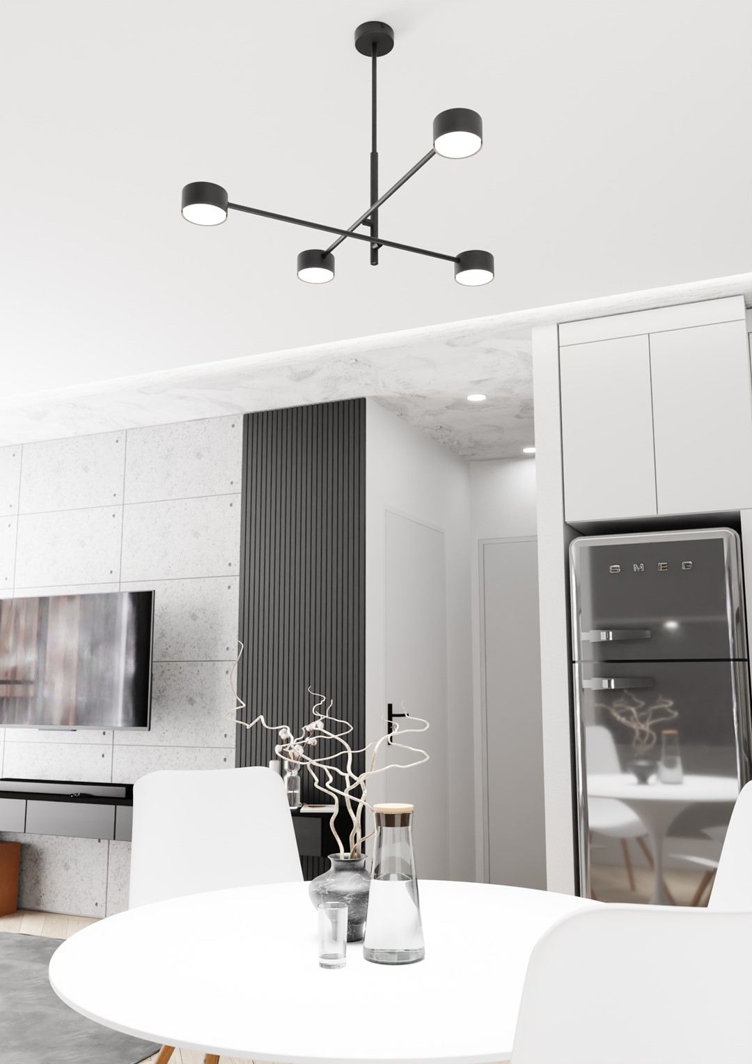 Emibig Natsu lampa podsufitowa 4x12 W czarna 1444/4