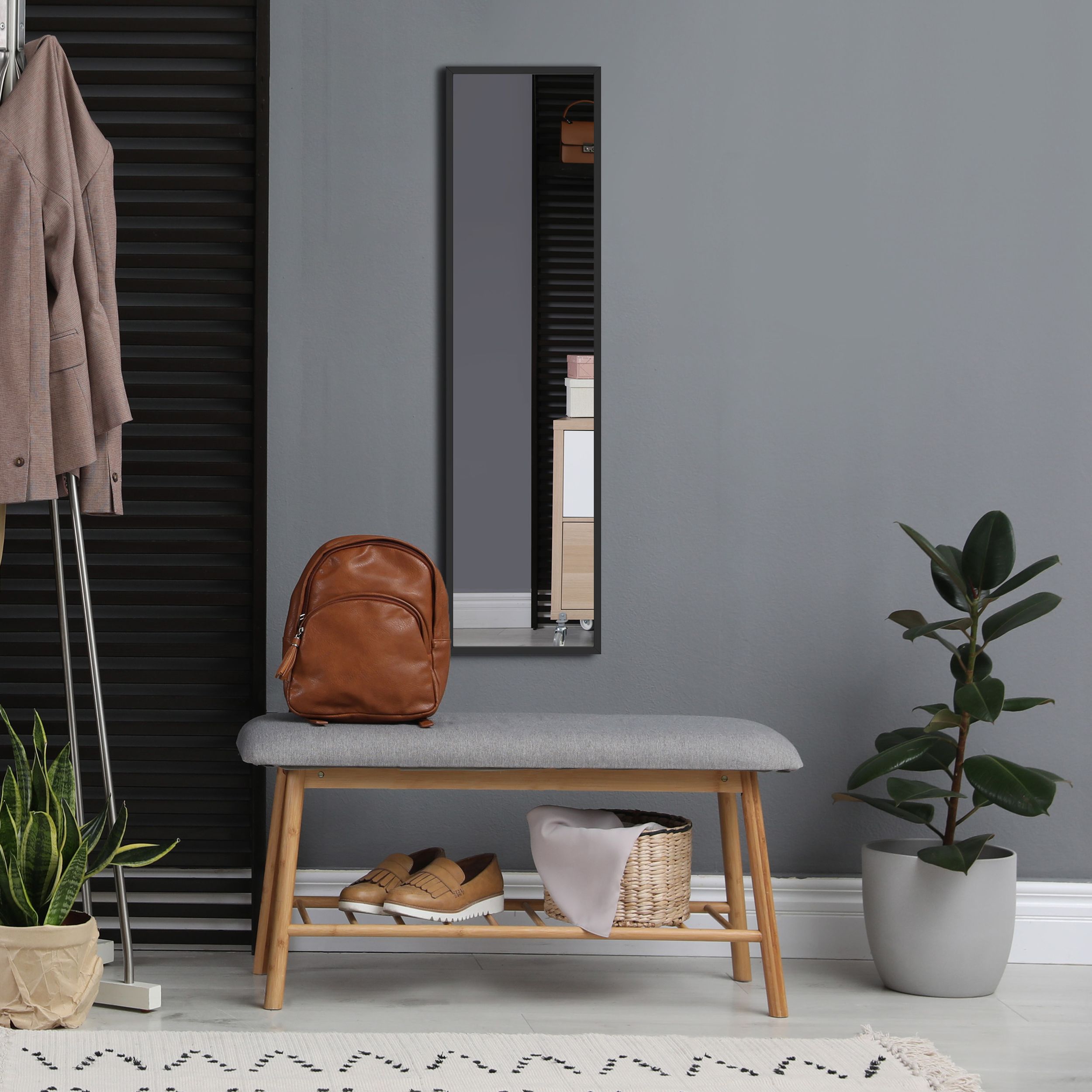 Styler Floryda lustro prostokątne 122x32 cm czarne LU-12361 - Wysyłka w 24h