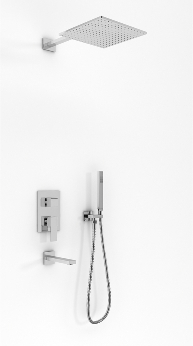 Kohlman Excelent zestaw wannowo-prysznicowy podtynkowy z deszczownicą 40 cm i wylewką chrom QW211HQ40