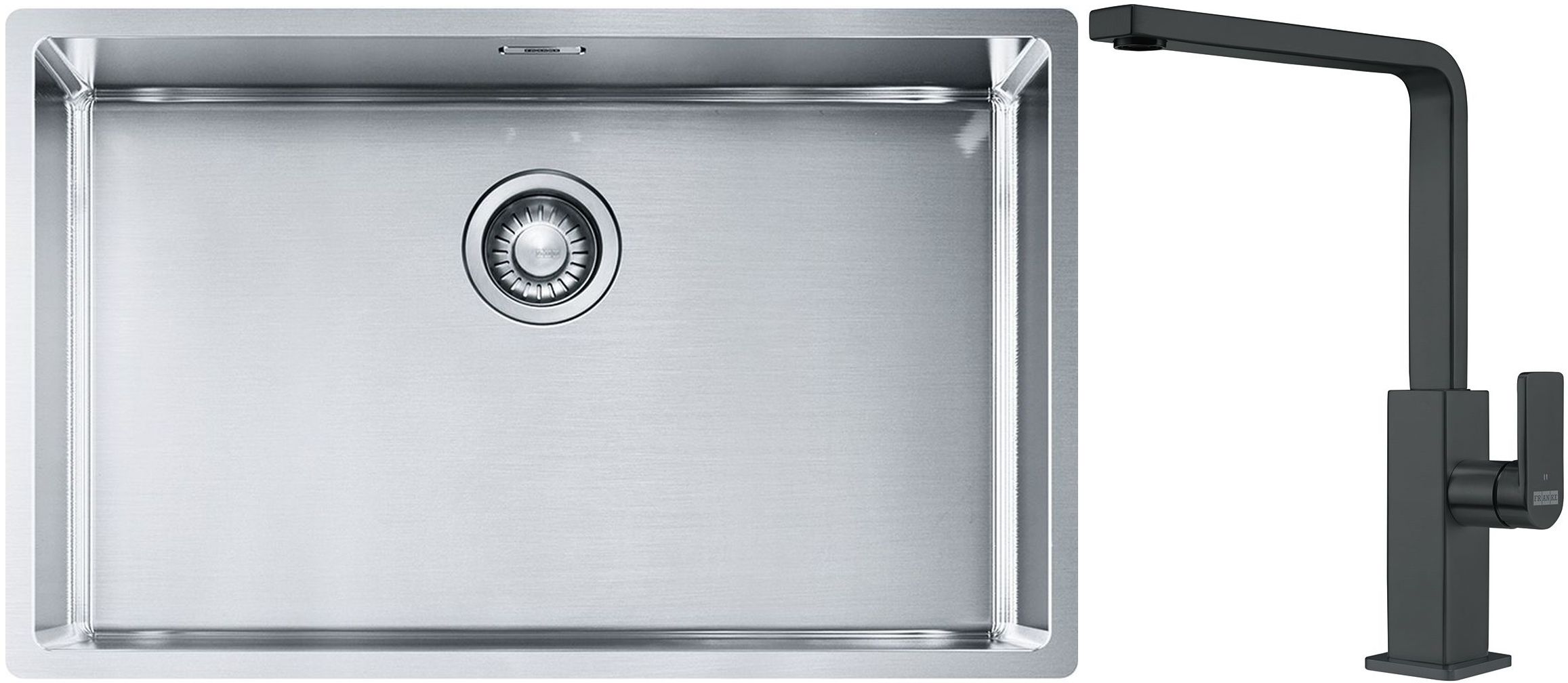 Franke Box BXX 210/110-68 zlewozmywak 72,5x45 cm stalowy z baterią kuchenną Mythos czarna stal szlachetna (1270453658, 1150550441)