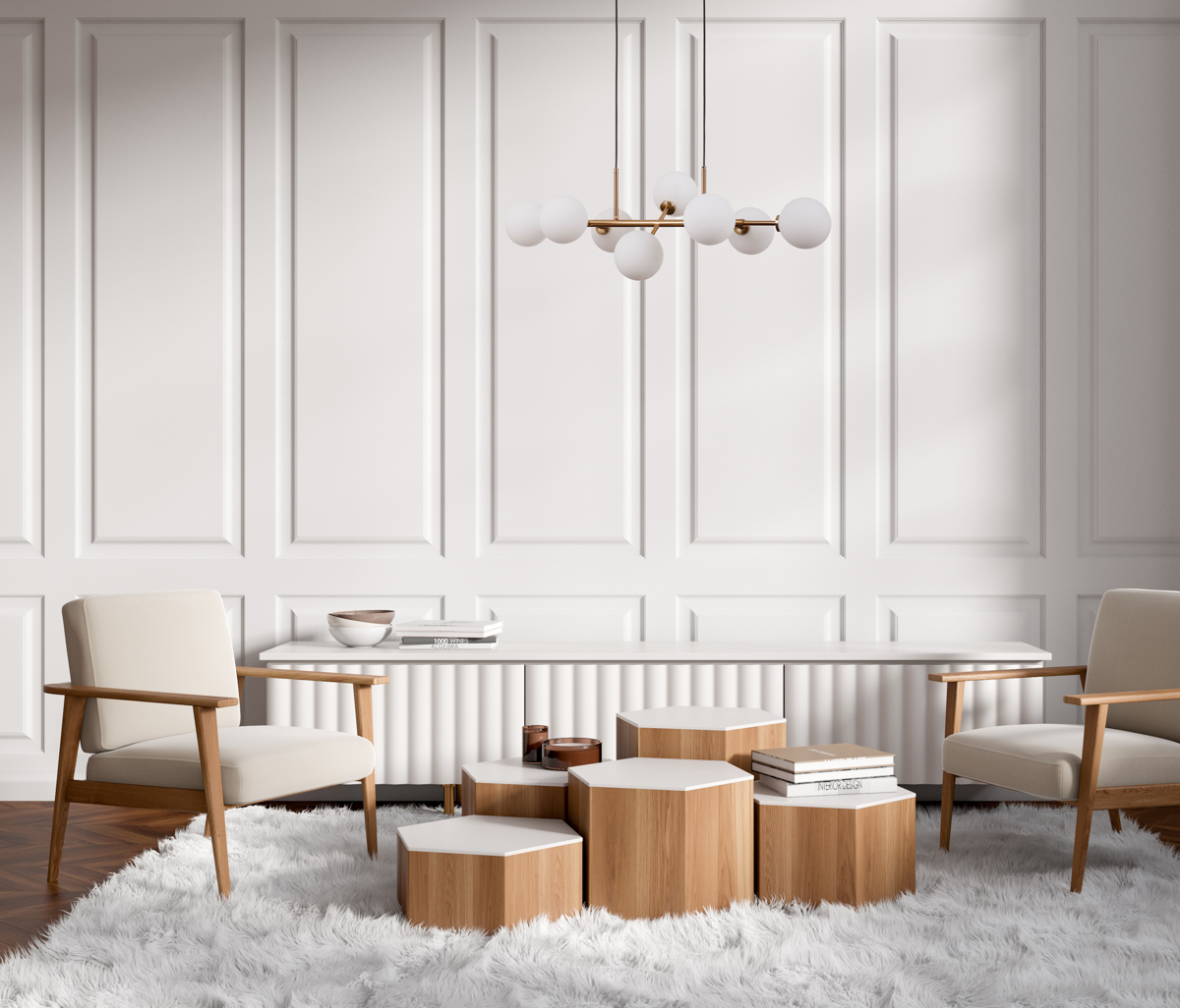 Italux Mirellio lampa wisząca 8x5 W mosiądz PND-66463-8-HB