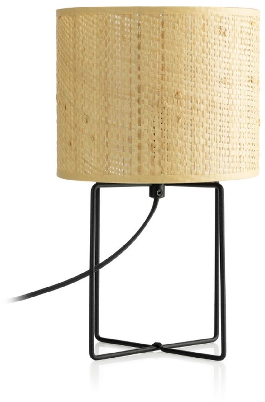 Luminex Rattan lampa stołowa 1x15W czarny/rattan 5293