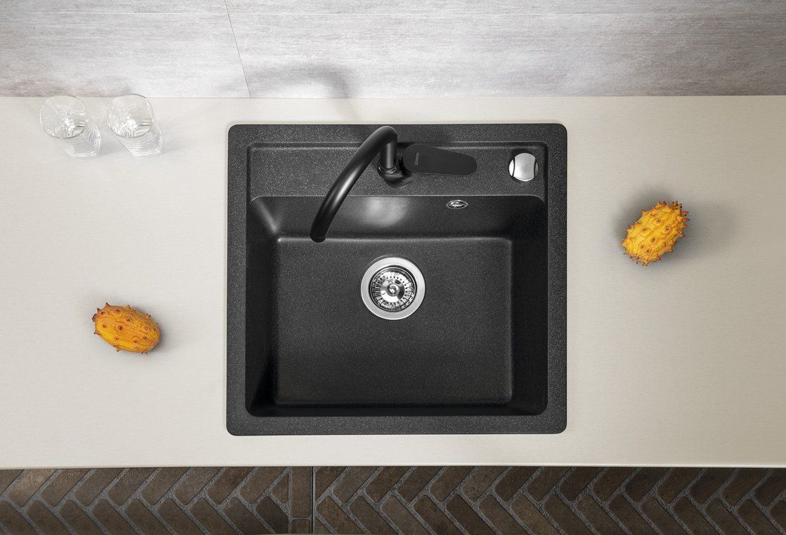 Sapho zlewozmywak granitowy 53x50 cm czarny GR1034