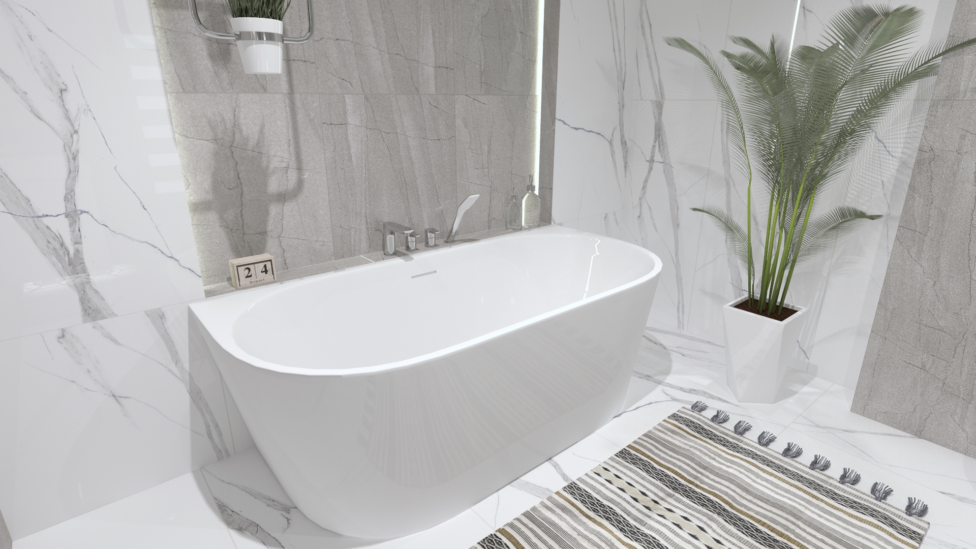 LaVita Caldera wanna przyścienna 170x75 cm biały połysk