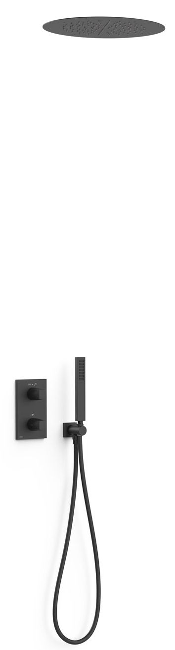 Tres Therm-Box zestaw prysznicowy podtynkowy termostatyczny z deszczownicą czarny mat 21125006NM