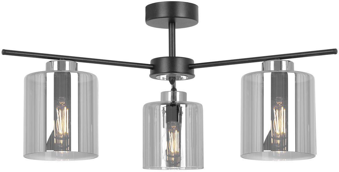 Kaja Luna lampa podsufitowa 3x15 W czarna-srebrna-grafitowa K-5526
