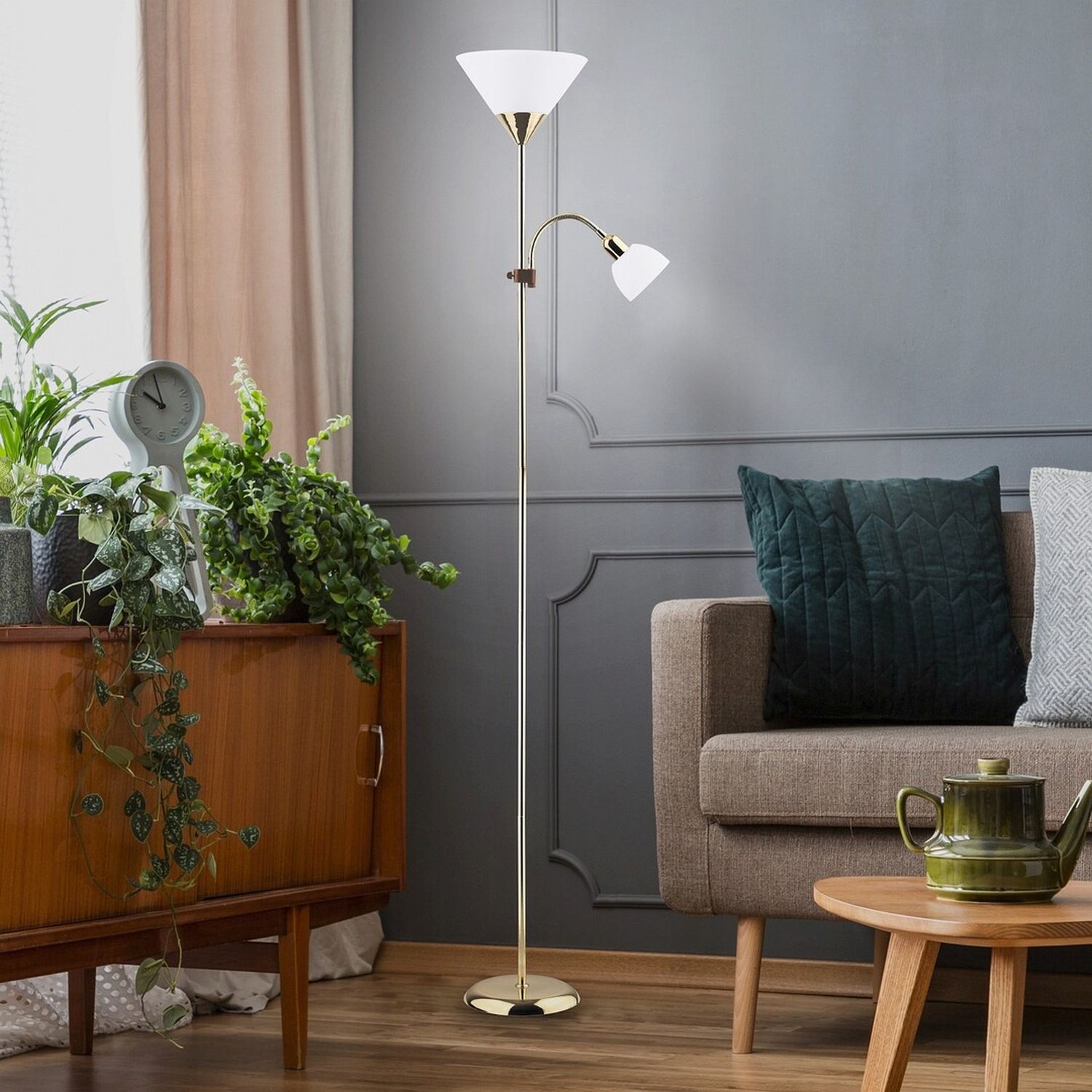 Rabalux Action lampa stojąca 100W/25W złota/biała 4060