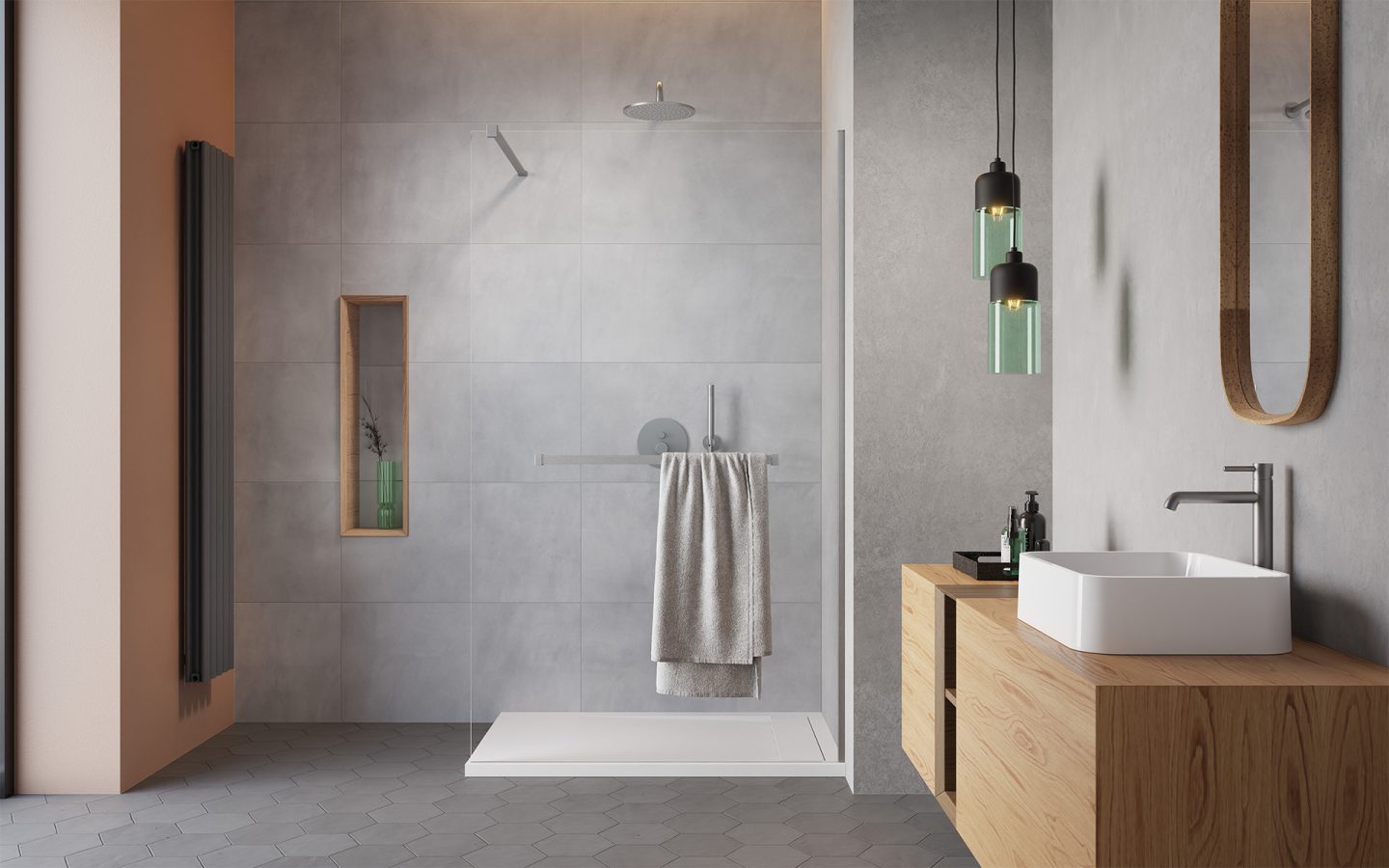 Radaway Modo New II kabina prysznicowa Walk-In z wieszakiem szczotkowany nikiel/szkło przezroczyste 389094-91-01W