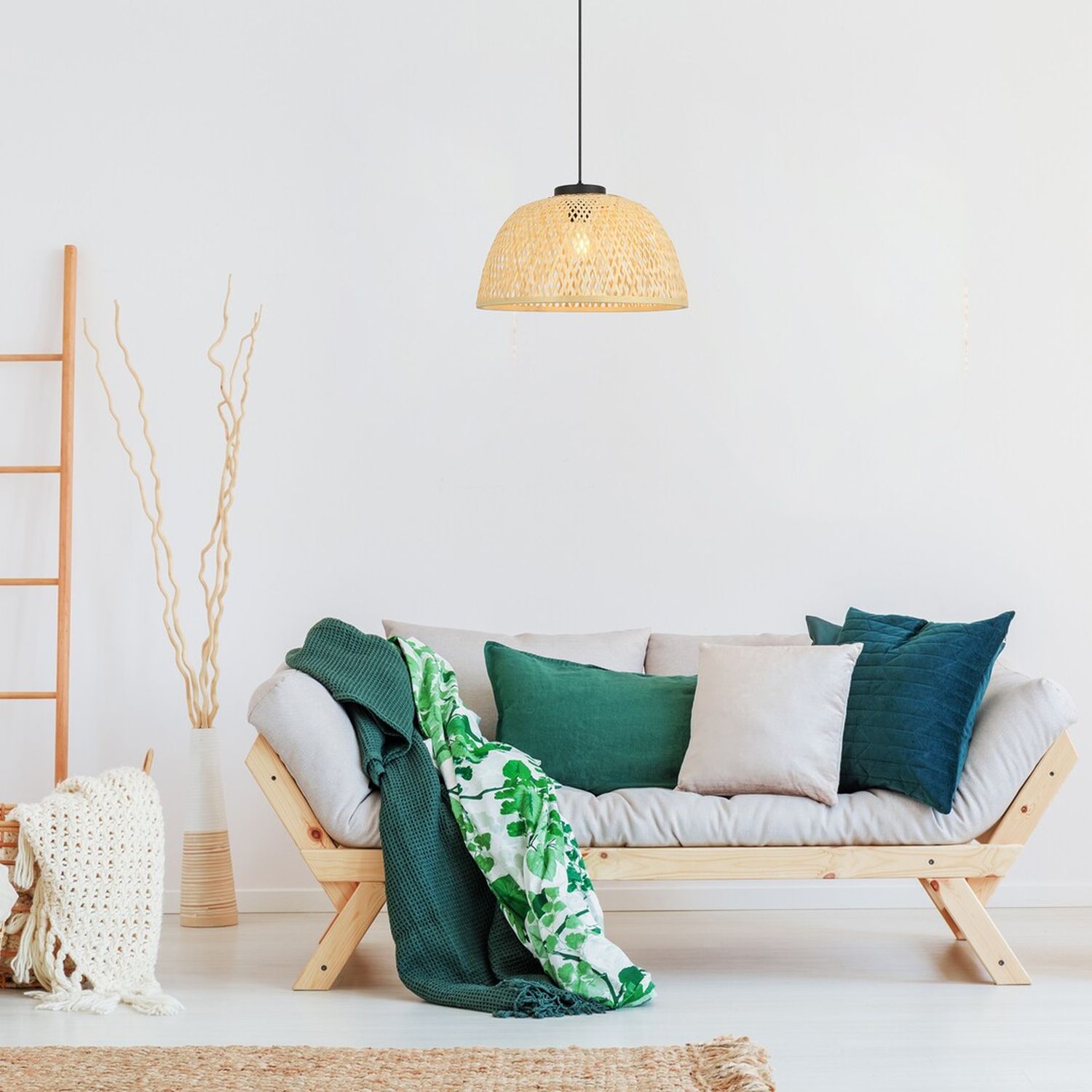 Rabalux Rattan lampa wisząca 1x25W czarny/drewno 72025