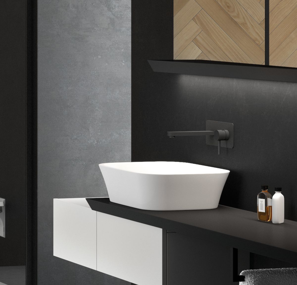 Besco Decco bateria umywalkowa podtynkowa czarny mat BU-IS-CZ