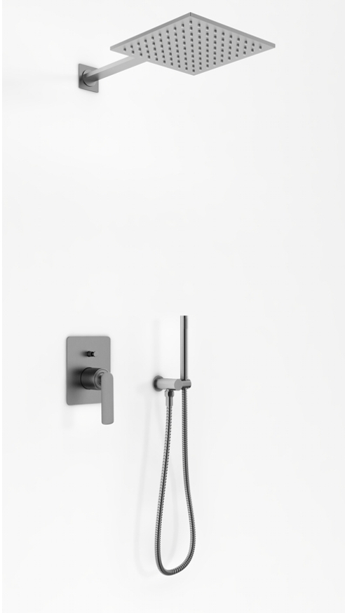 Kohlman Experience Gray zestaw prysznicowy podtynkowy z deszczownicą 30 cm szczotkowany grafit QW210EGQ30