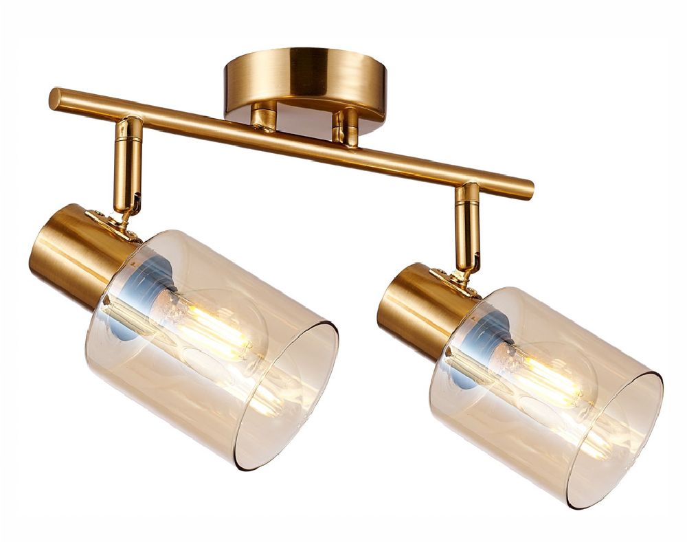 Italux Santia lampa podsufitowa 2x40 W mosiądz SPL-65342-2-BRO-AMB