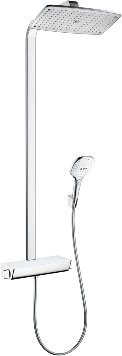 Hansgrohe Raindance Select E Showerpipe EcoSmart zestaw prysznicowy ścienny termostatyczny biały/chrom 27286400