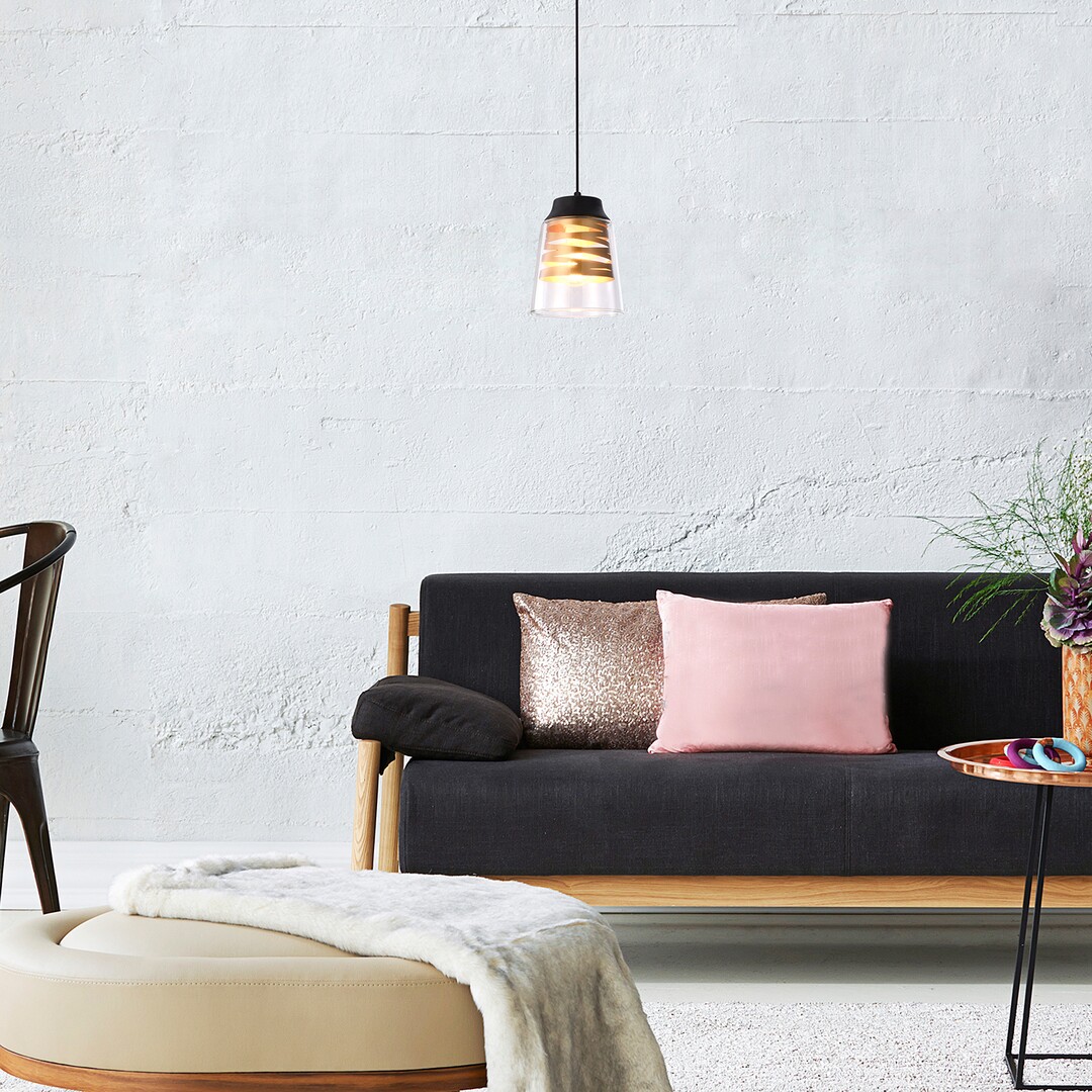 Rabalux Zenaida lampa wisząca 1x60W czarny mat/złoty 3543