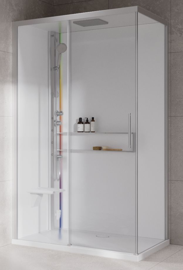 Novellini Glax 2 2.0 2P kabina z hydromasażem 120x90 cm parowa z brodzikiem lewa srebrna G222P290ST5-1BB