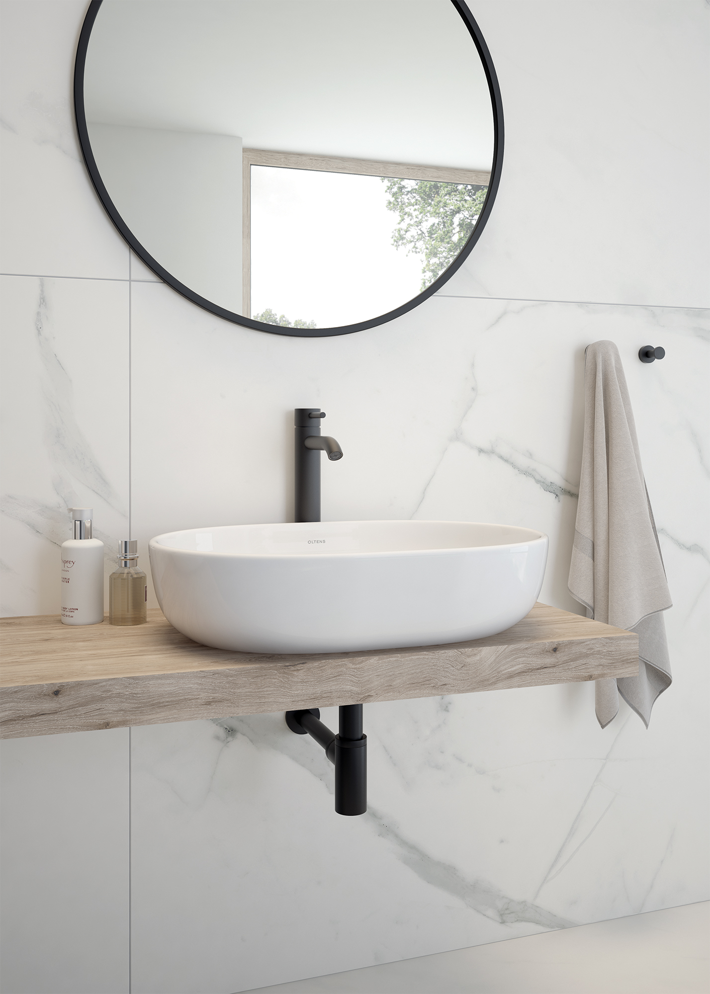 Oltens Hamnes umywalka 60x42,5 cm nablatowa owalna z powłoką SmartClean biała 40815000 - Wysyłka w 24h