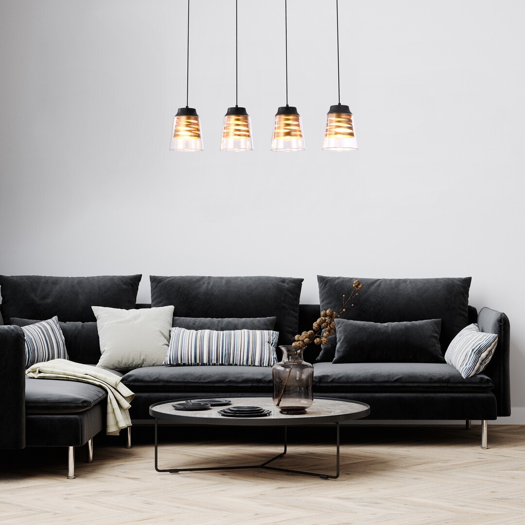 Rabalux Zenaida lampa wisząca 4x60W czarny mat/złoty 3544