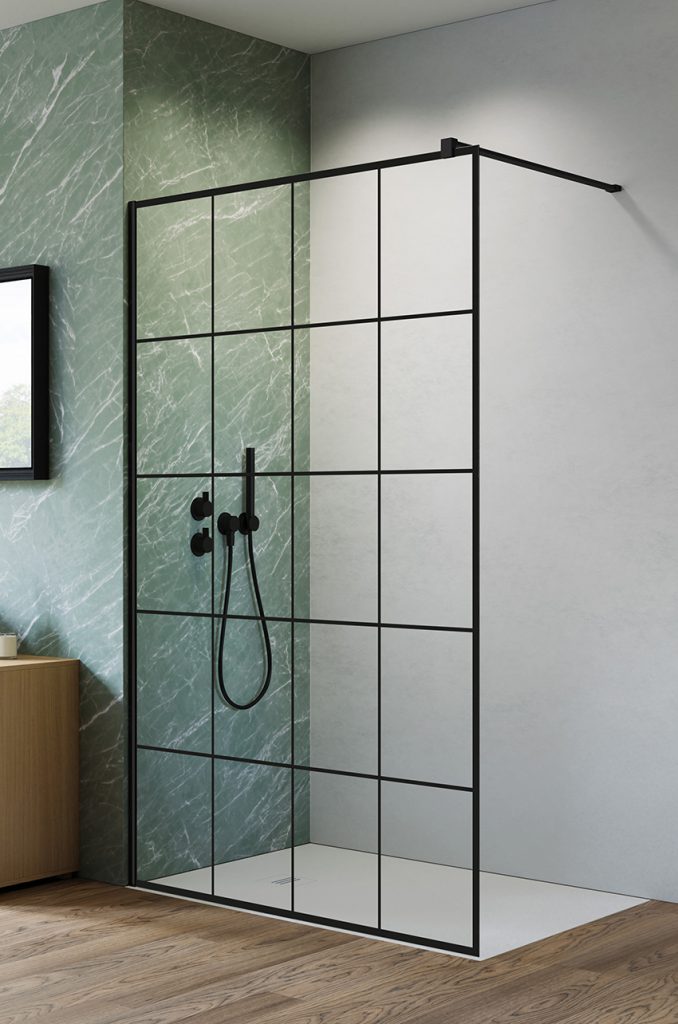 Radaway Nes Black Walk-In II Factory ścianka prysznicowa 80 cm wolnostojąca czarny mat/szkło przezroczyste 10013080-54-55