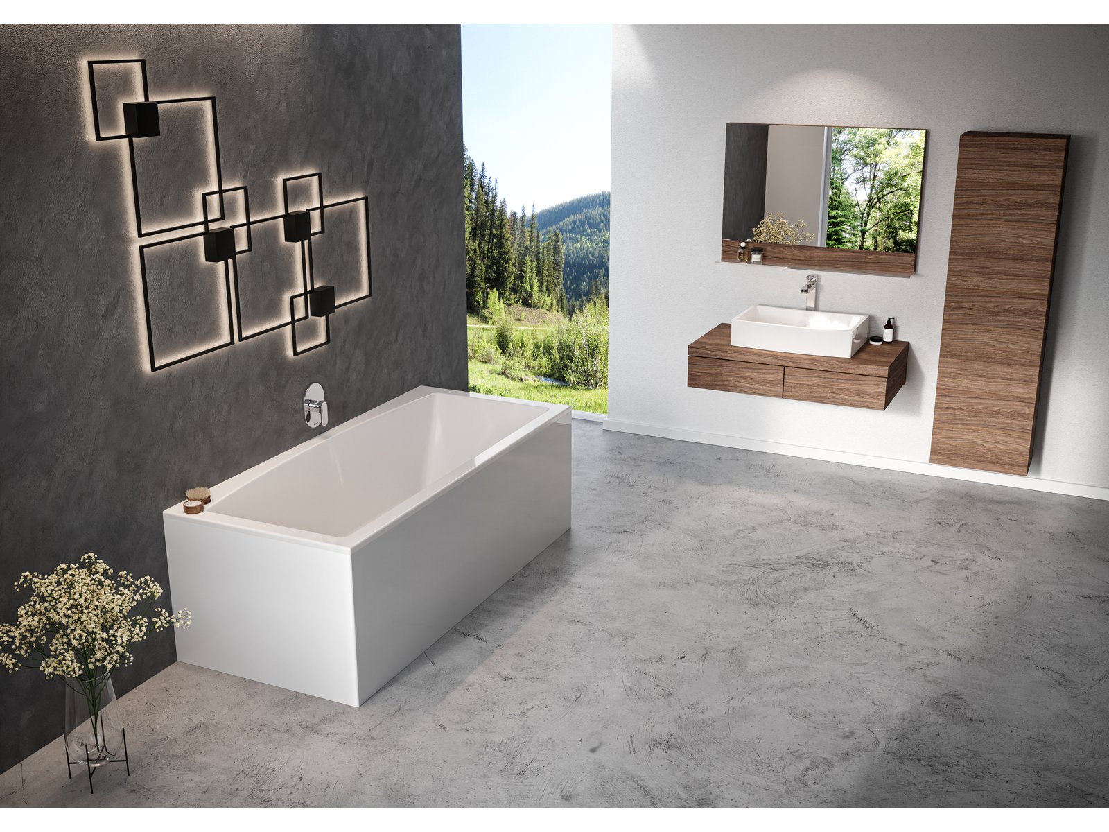 Ravak Formy szafka 120x55x22 cm podumywalkowa wisząca orzech X000001037