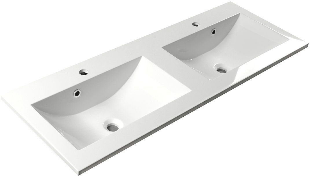 Sapho Yukon umywalka 120x45 cm wpuszczana prostokątna podwójna biała YU120