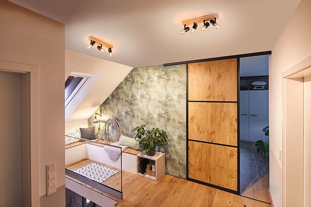 Paulmann Arvid lampa podsufitowa 4x20W czarna/drewno 66773