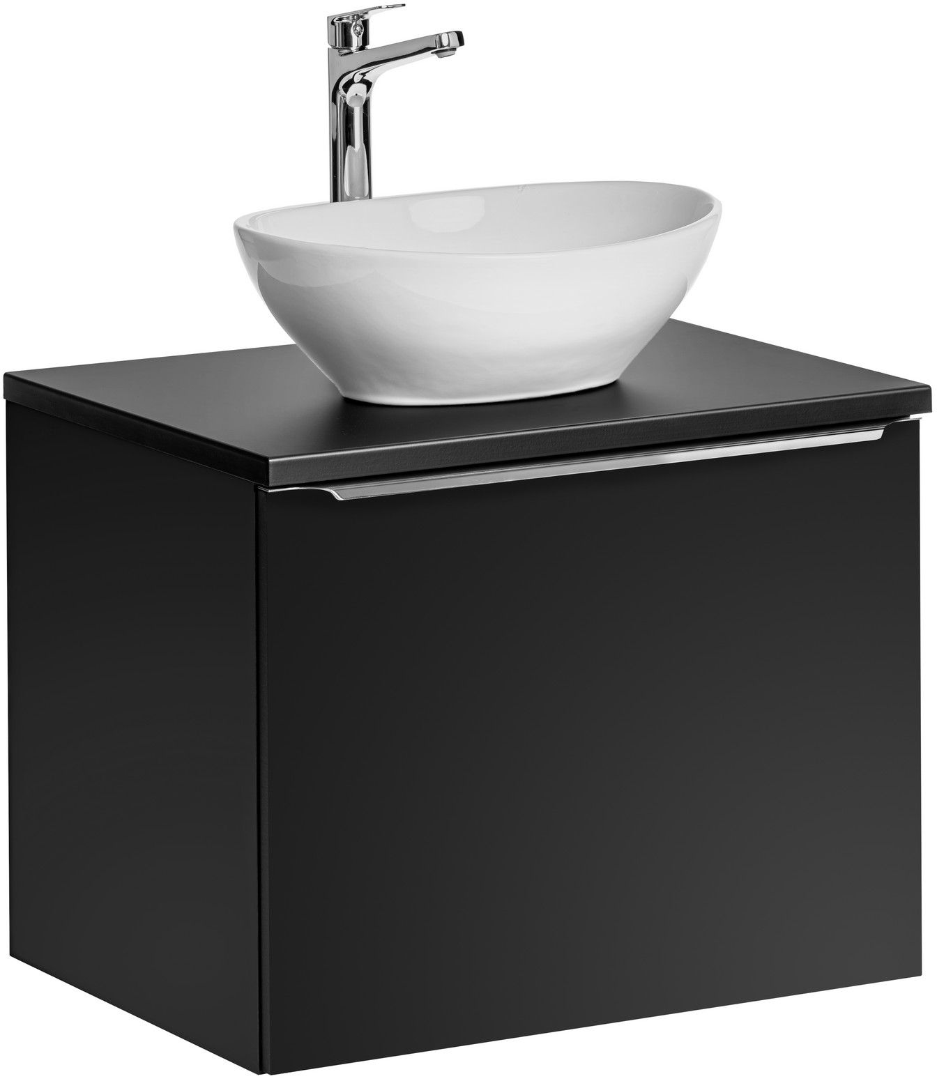 Zestaw Comad Sante Fe Black szafka 60 cm wisząca czarna i umywalka Lola40,5x33 cm biała SET-SFBL B 60CM UN.LOLA GW