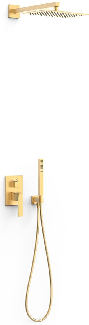 Tres Slim Exclusive zestaw prysznicowy podtynkowy z deszczownicą złoty mat 20228004OM