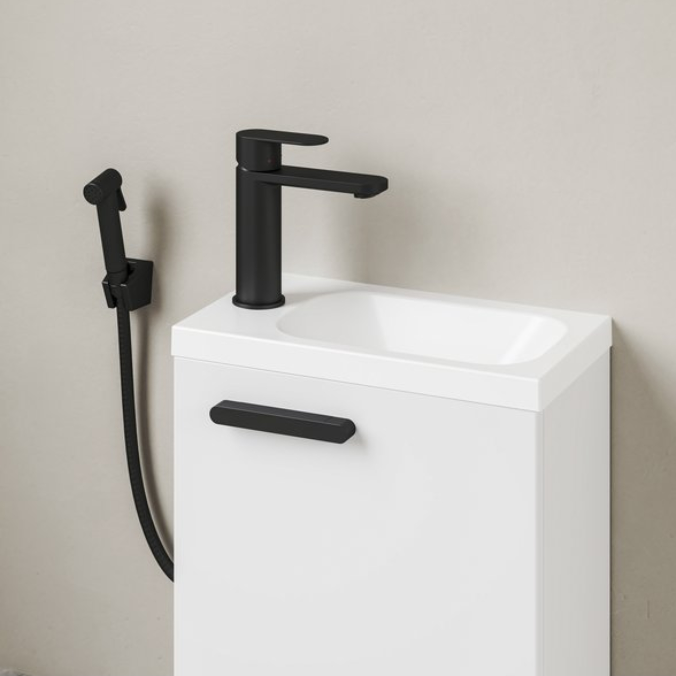 Ravak Chrome II bateria umywalkowa ze słuchawką typu bidetta stojąca czarna X070462