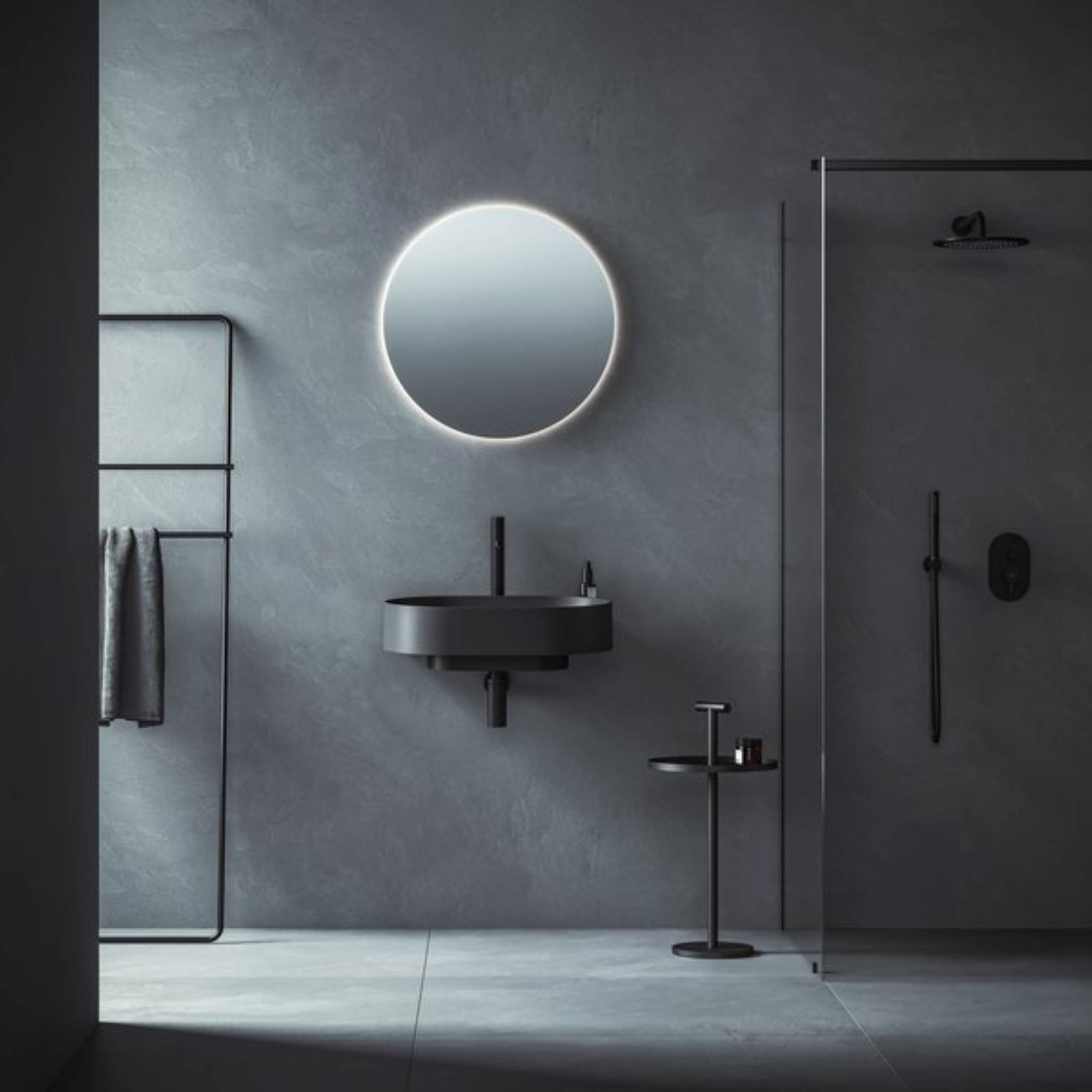 Ravak Yard umywalka 60,5x50 cm półokrągła czarna XJX0D260002