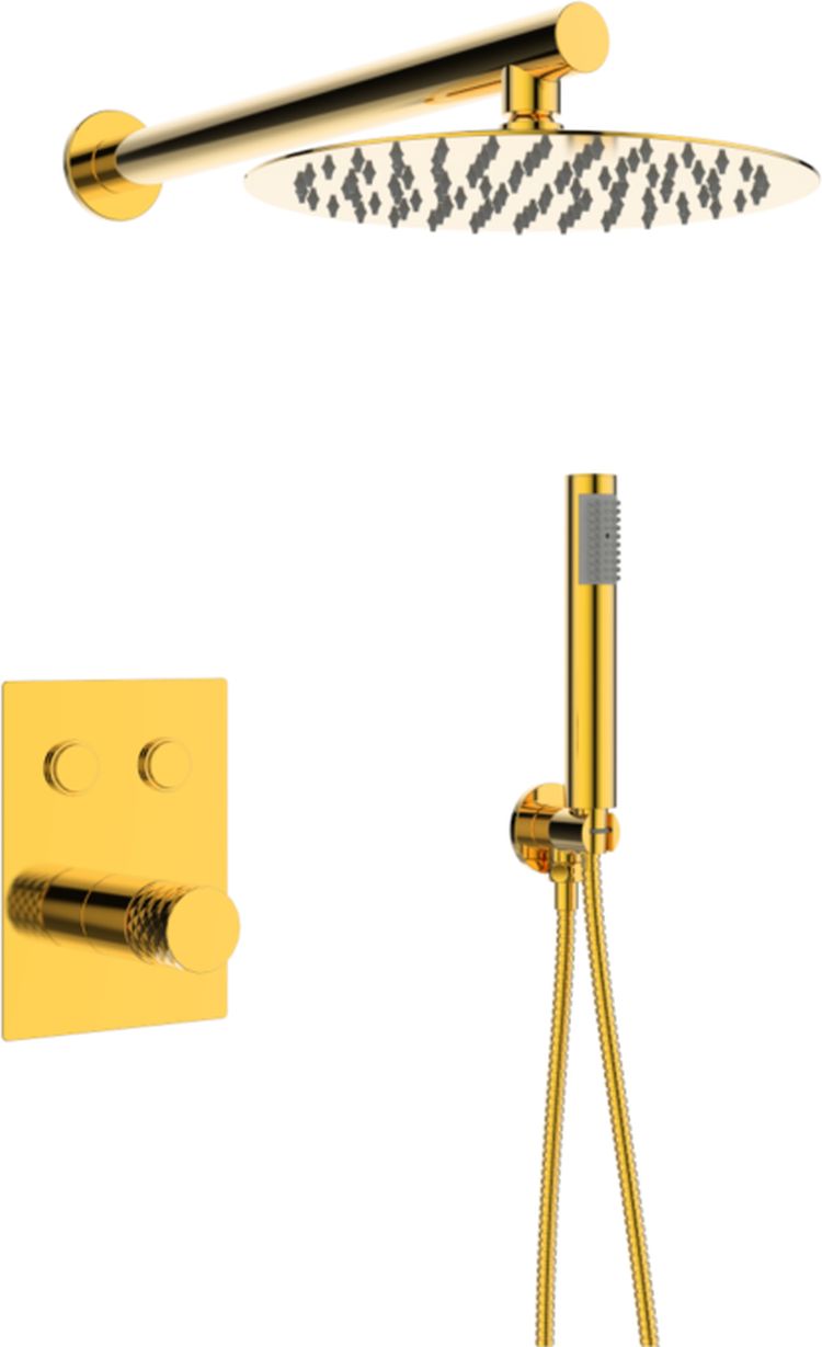 Sea-Horse Ove Gold zestaw prysznicowy podtynkowy z deszczownicą złoty BJV309G