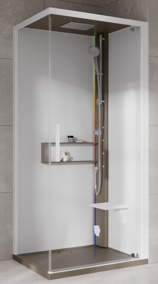 Novellini Glax 2 2.0 G+F kabina z hydromasażem 90 cm kwadratowa prawa parowa z brodzikiem corda G22GF90DM5-1TU