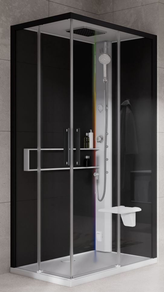 Novellini Glax 2 2.0 A kabina z hydromasażem 100x70 cm prawa parowa z brodzikiem biała G22A197DM5-1UH