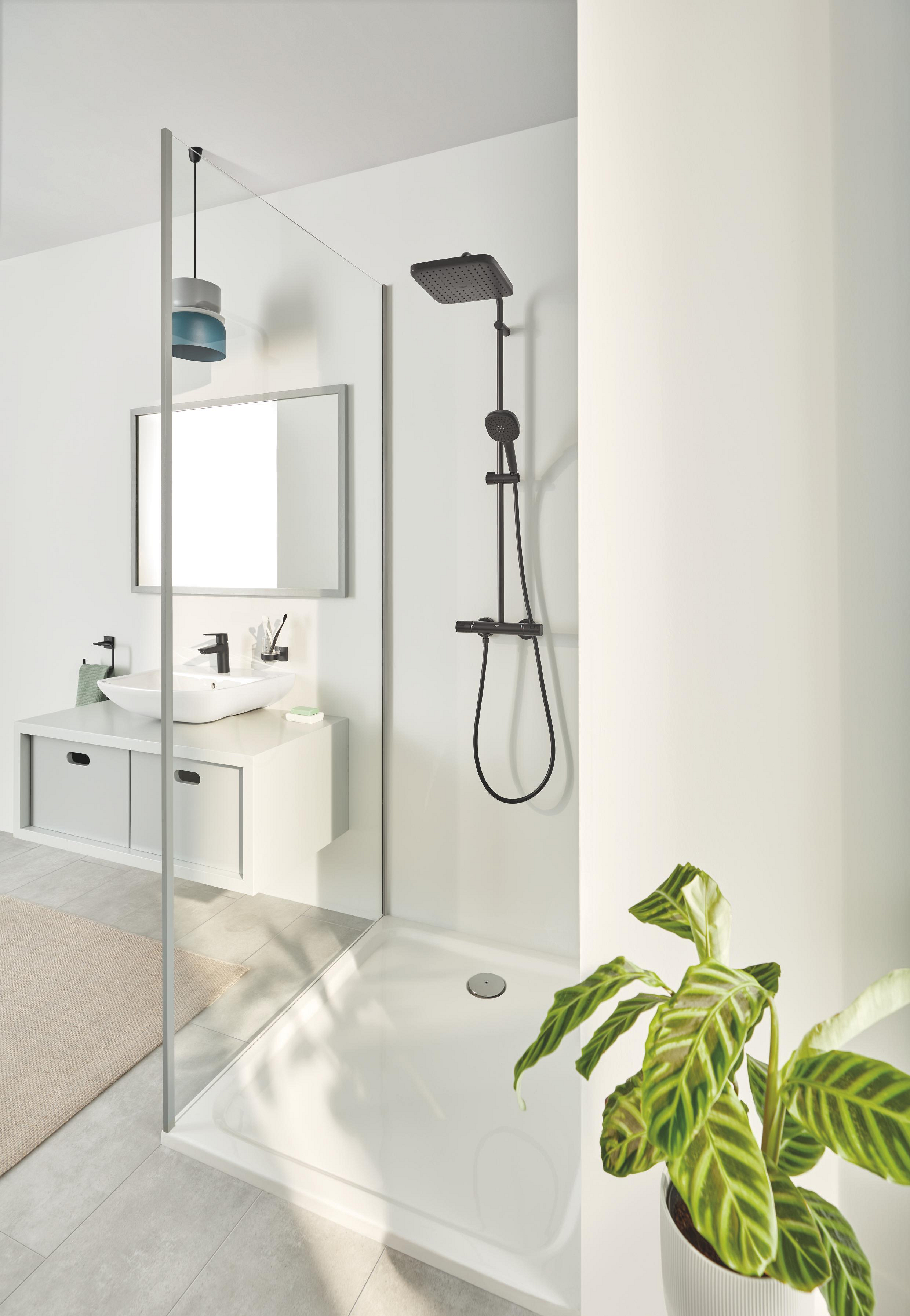 Grohe Vitalio Comfort 250 zestaw prysznicowy ścienny termostatyczny z deszczownicą czarny mat 266962431 - Wysyłka w 24h