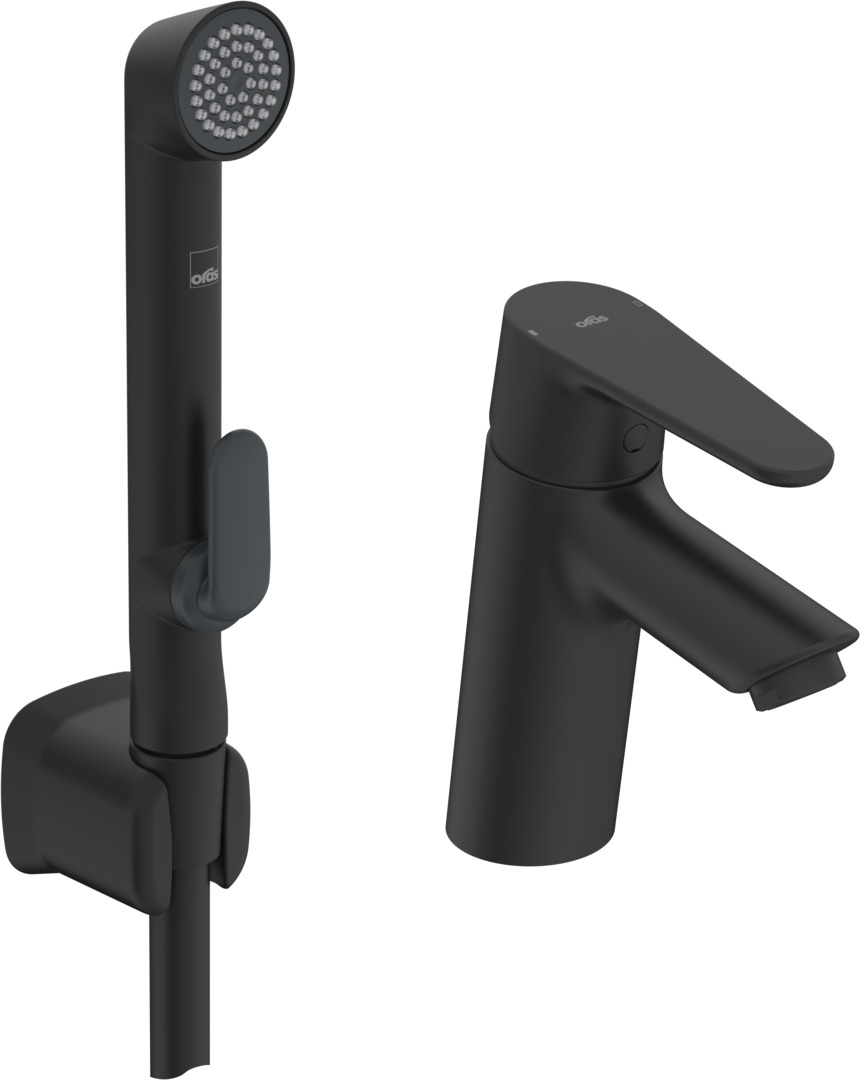 Oras Optima bateria umywalkowa stojąca ze słuchawką typu bidetta czarny mat 2612F-33